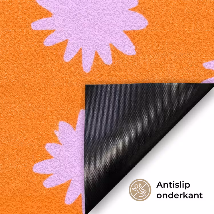 Retro - Bloemen - Oranje Deurmat klein 898 -antislip_NL