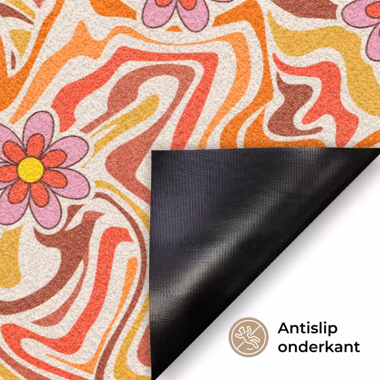 Retro - Bloemen - Patroon Deurmat klein 898 -antislip_NL