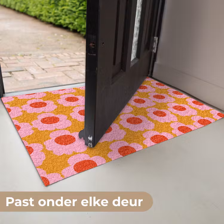 Retro - Bloemen - Roze Deurmat klein 898 -USP_NL