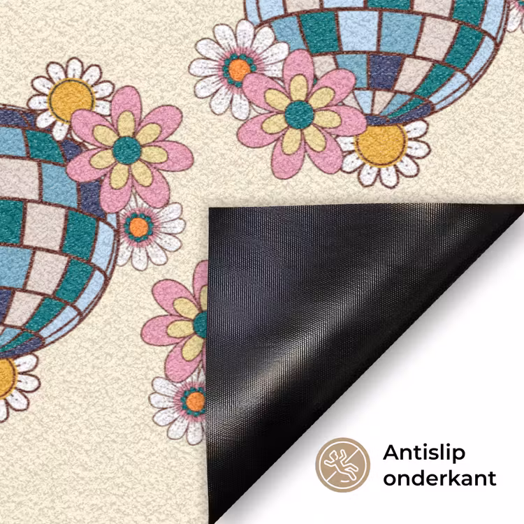 Retro - Disco - Bloemen - Discobal Deurmat klein 898 -antislip_NL