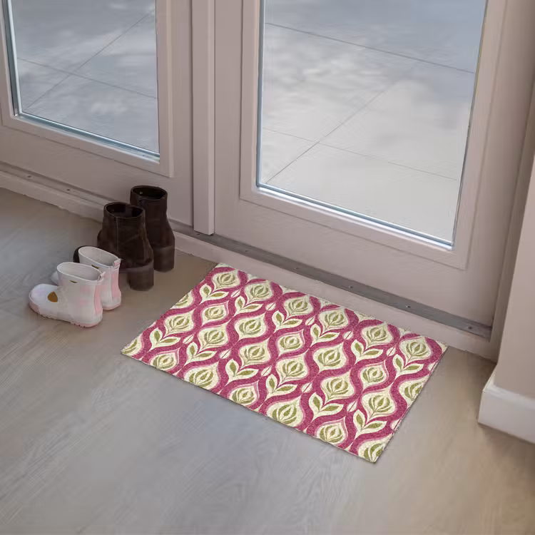 Retro - Floraal - Paars Deurmat klein 898 -sfeer3