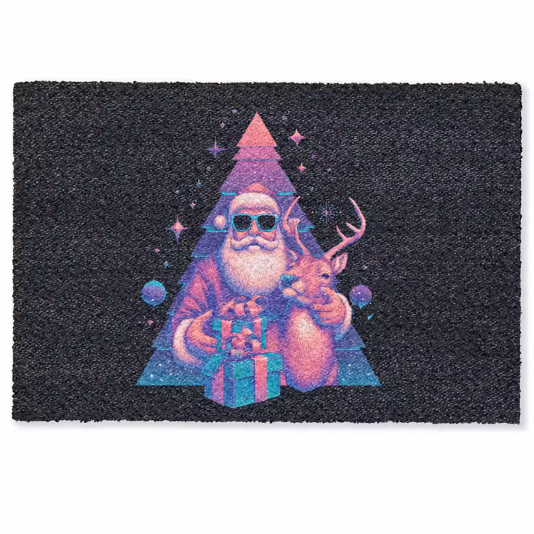 Retro - Kerstman - Rendieren - Kerstboom Deurmat klein -zkaufland3d