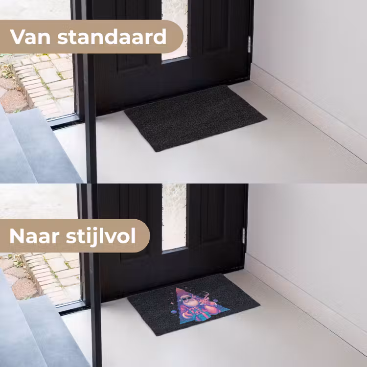 Retro - Kerstman - Rendieren - Kerstboom Deurmat klein -voor-na_NL