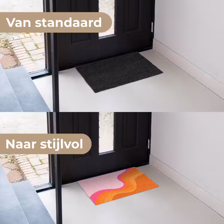 Retro - Waves - Kleurrijk Deurmat klein -voor-na_NL