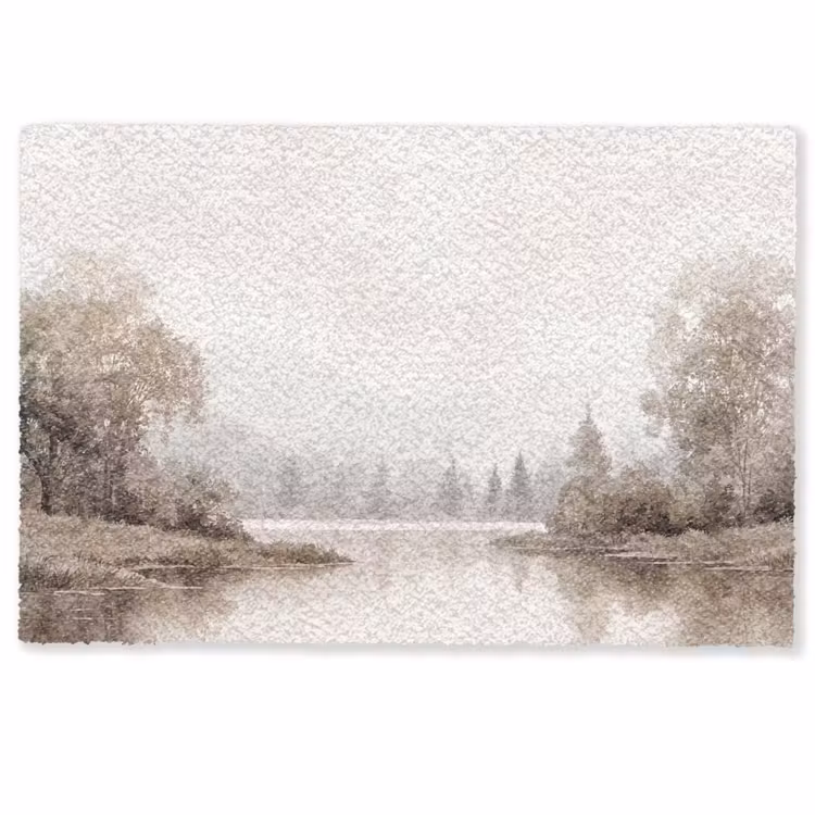 Rivierlandschap - Minimalistisch - Aardetinten Deurmat klein -zkaufland3d