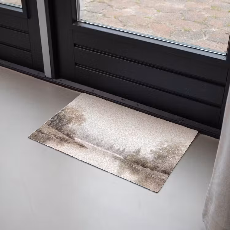 Rivierlandschap - Minimalistisch - Aardetinten Deurmat klein -sfeer2