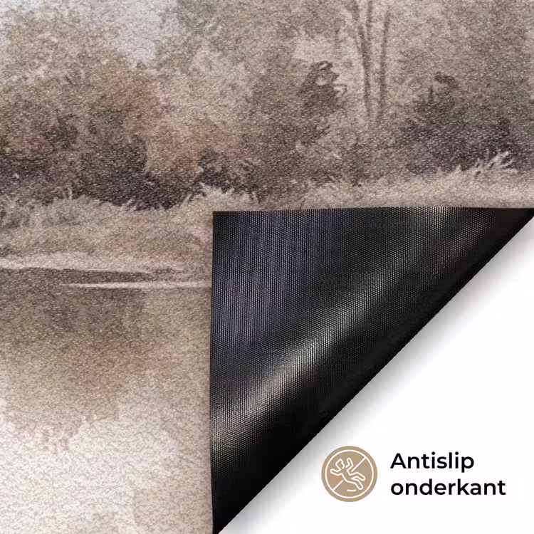Rivierlandschap - Minimalistisch - Aardetinten Deurmat klein -antislip_NL