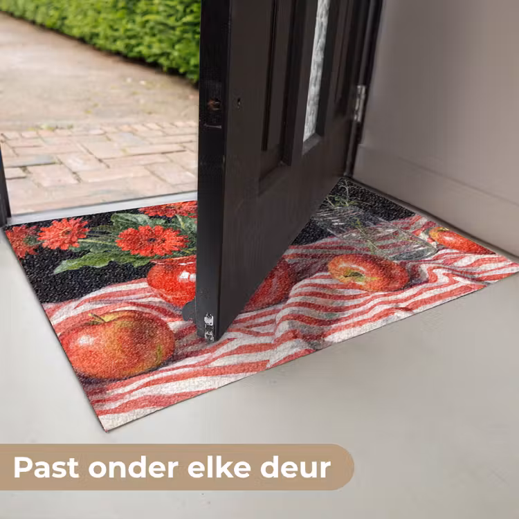 Deurmat - Rode bloemen - Vaas - Rode bloemen - Vaas Deurmat klein