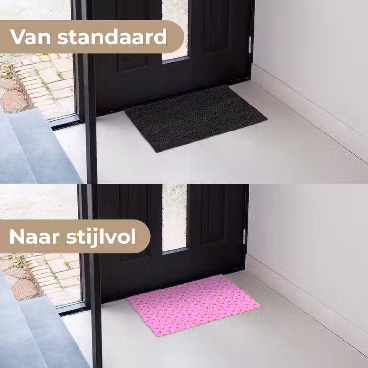 Rood - Hartjes - Roze - Patroon Deurmat klein 898 -voor-na_NL