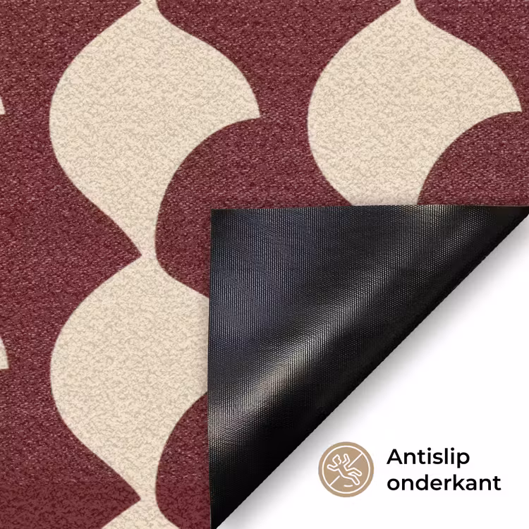 Rood - Tegelpatroon - Crème Deurmat klein 898 -antislip_NL