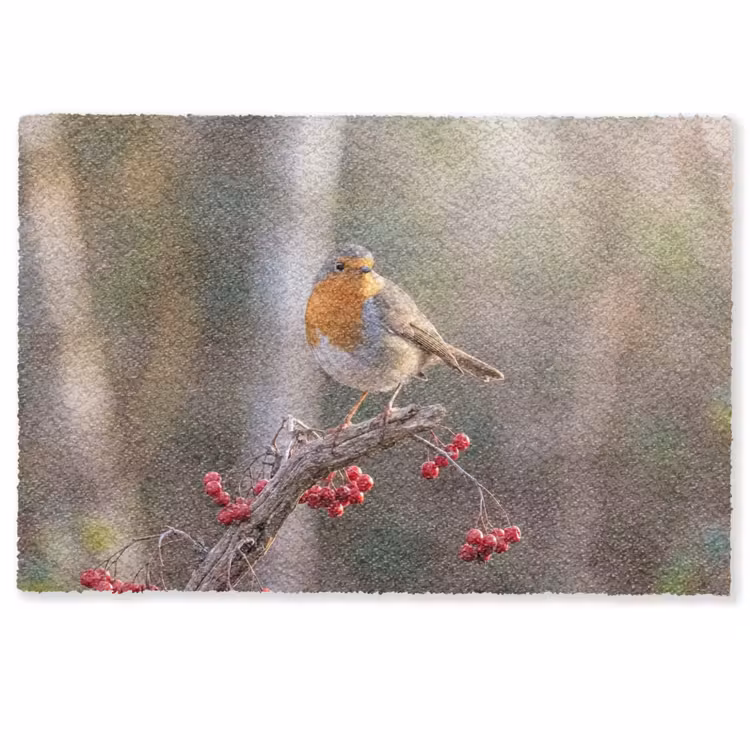 Roodborst - Tak - Bessen - Natuur Deurmat klein -zkaufland3d