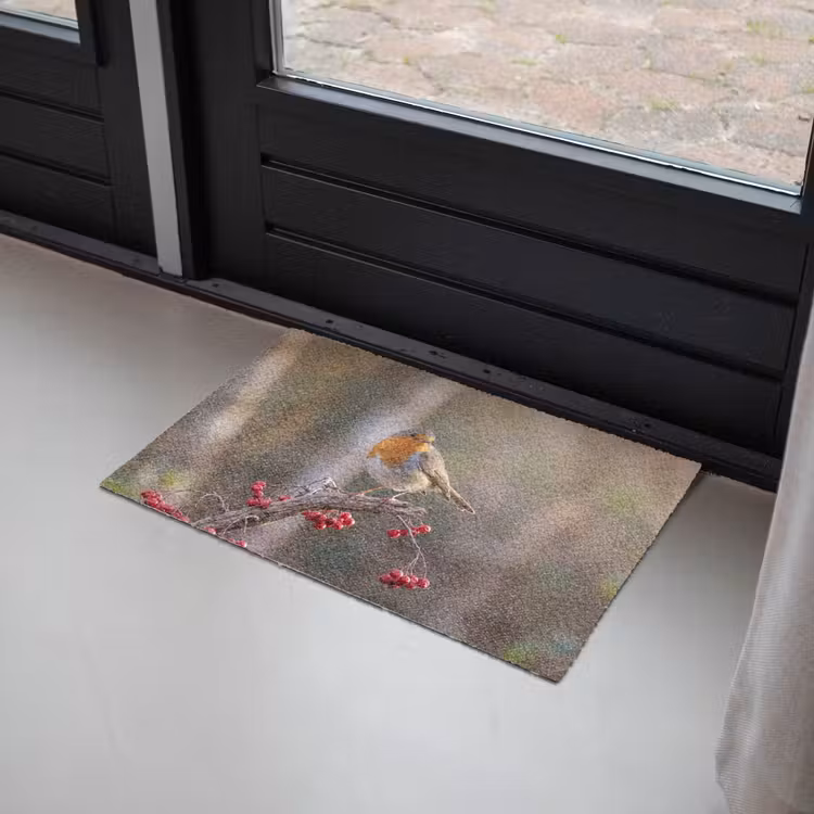 Roodborst - Tak - Bessen - Natuur Deurmat klein -sfeer2