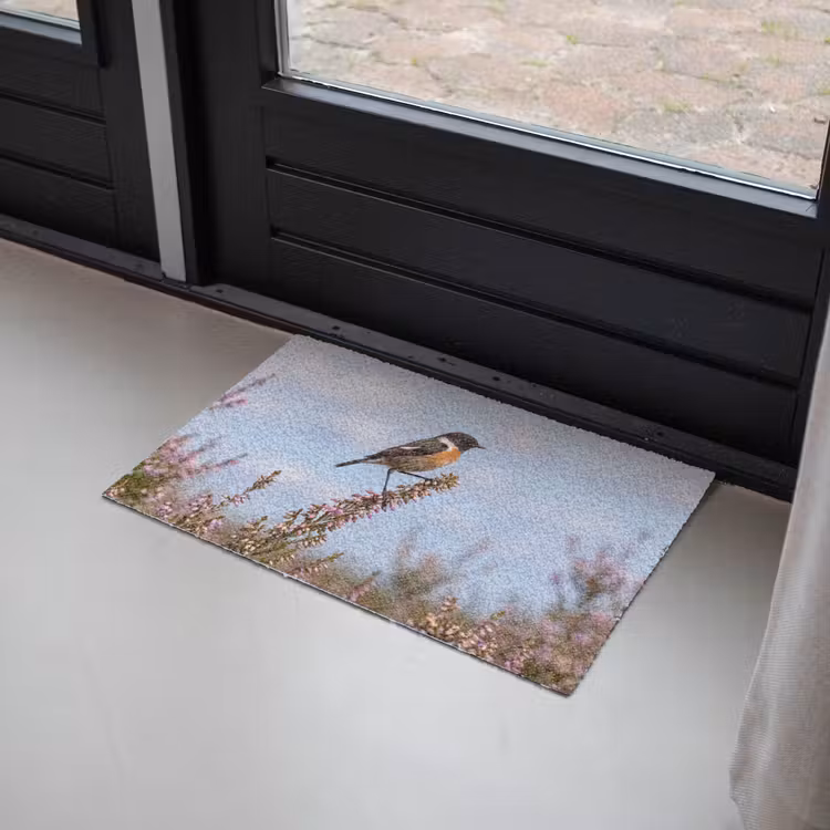 Roodborsttapuit - Heide - Paars - Natuur - Sfeervol Deurmat klein -sfeer2