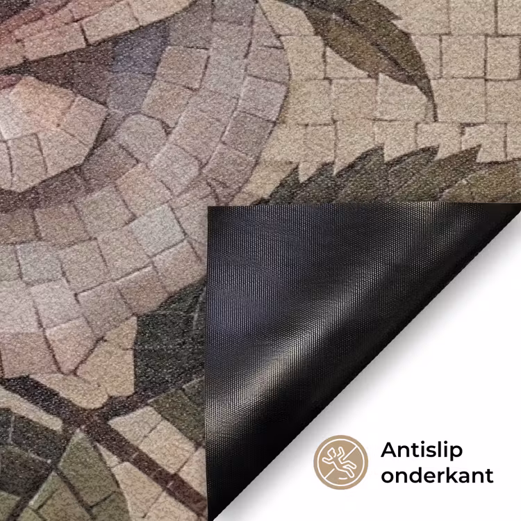 Roos - Mozaïek - Bloemen - Klassiek - Beige Deurmat klein -antislip_NL