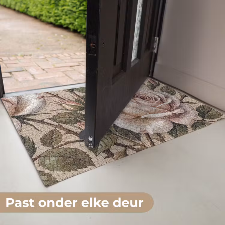 Roos - Mozaïek - Bloemen - Klassiek - Beige Deurmat klein -USP_NL