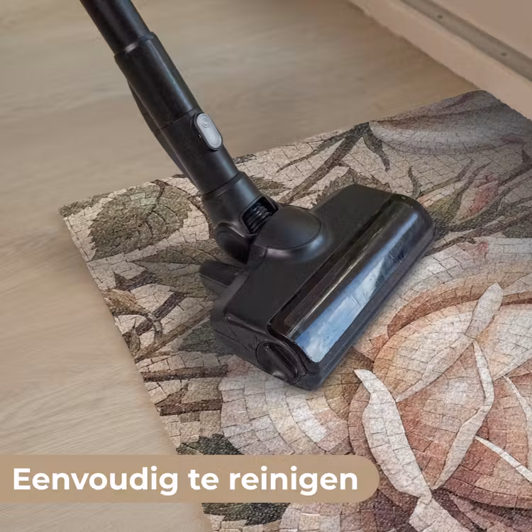 Roos - Mozaïek - Bloemen - Klassiek - Beige Deurmat klein -reinigen_NL