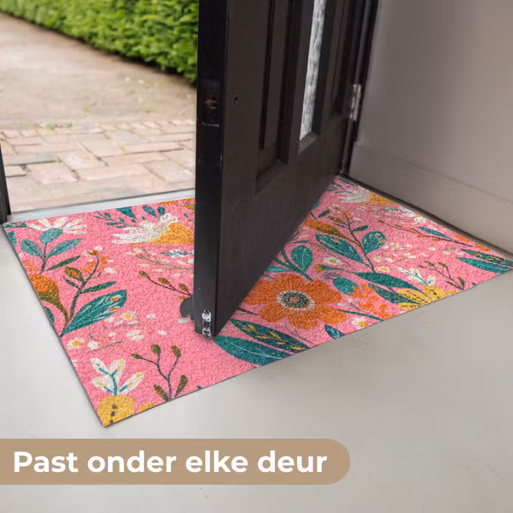 Roze - Bloemen - Wit - Oranje Deurmat klein -USP_NL