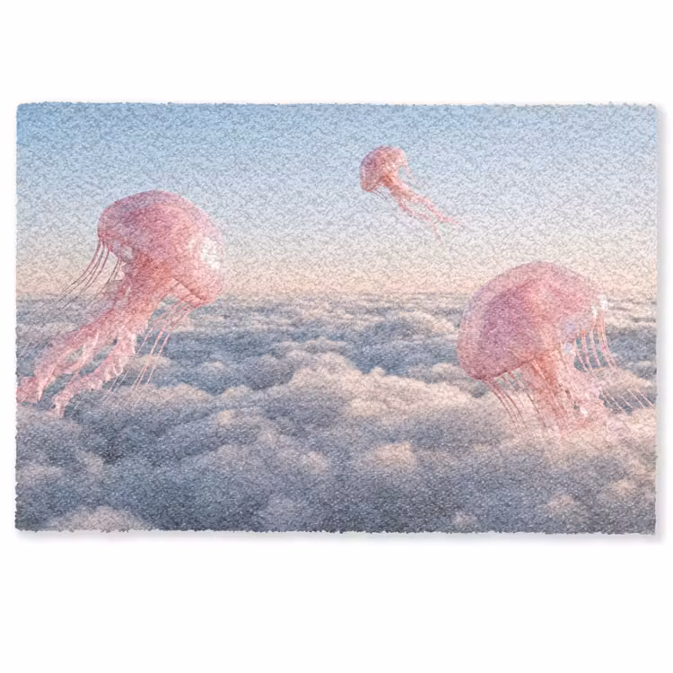 Deurmat - Roze dier - Wolken - Roze dier - Wolken Deurmat klein