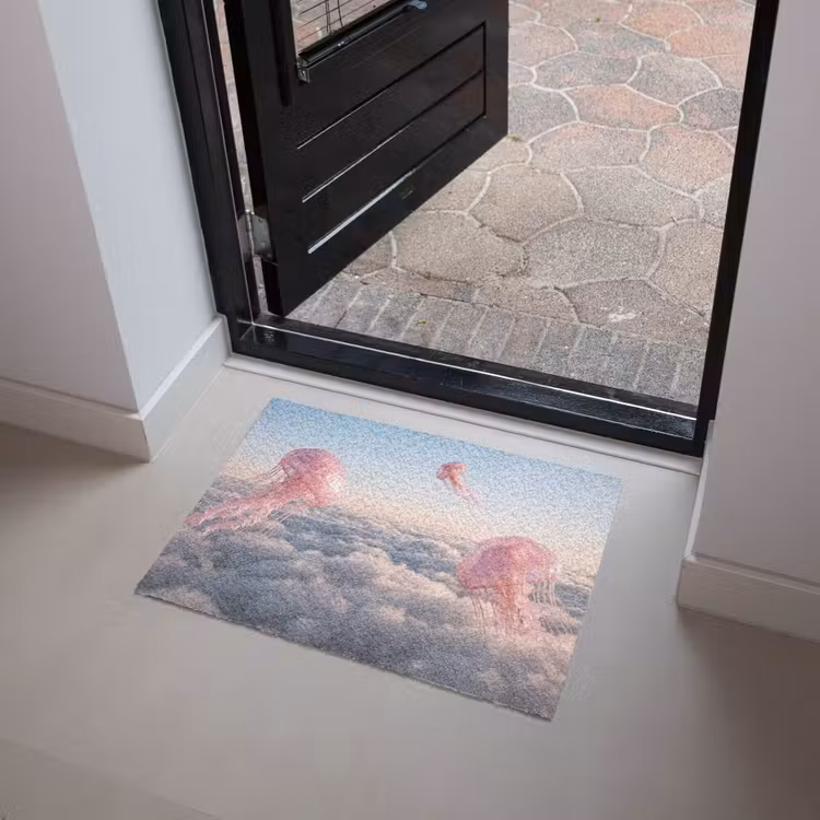 Deurmat - Roze dier - Wolken - Roze dier - Wolken Deurmat klein