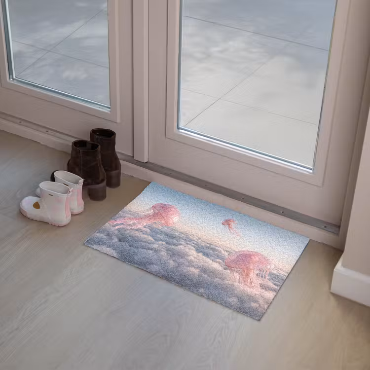 Deurmat - Roze dier - Wolken - Roze dier - Wolken Deurmat klein