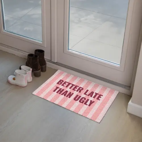 Roze - Quote - Strepen Deurmat klein -sfeer3