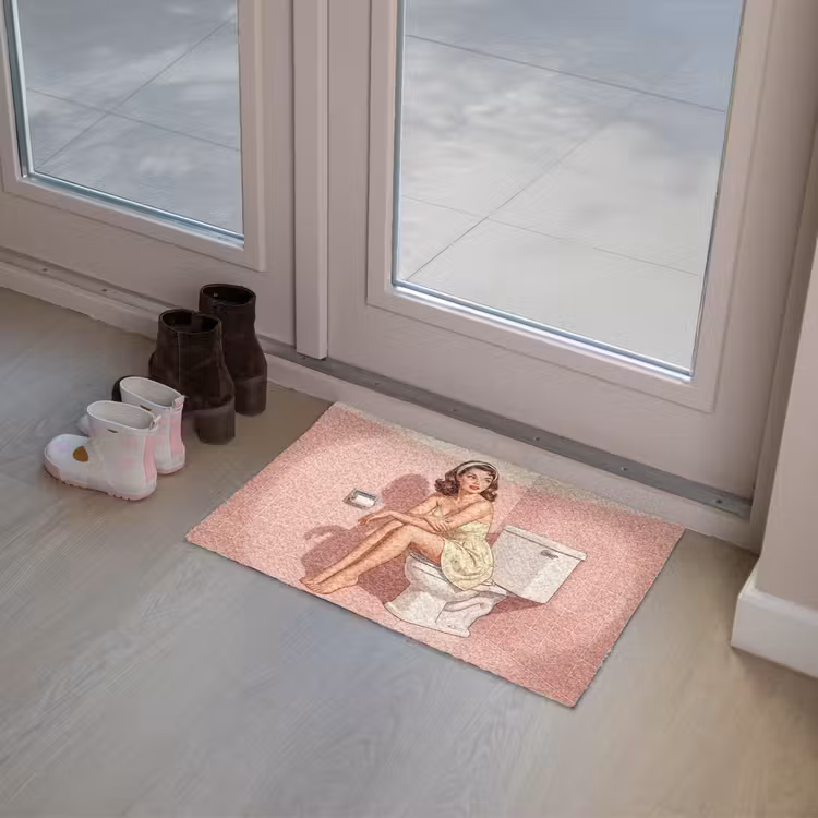 Roze - Retro - Vrouw Deurmat klein -sfeer3