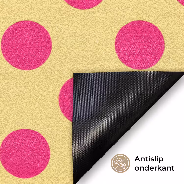 Roze - Stippen - Geel Deurmat klein 898 -antislip_NL