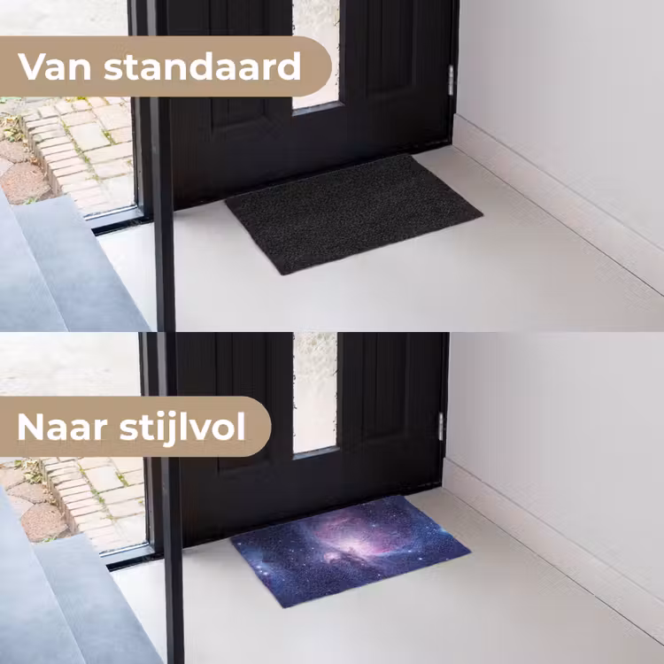 Ruimte - Sterren - Kleurrijk Deurmat klein -voor-na_NL