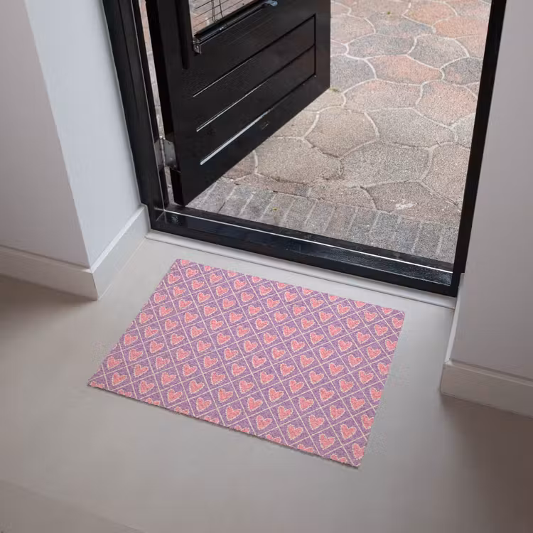 Ruit - Patroon - Paars - Hartjes Deurmat klein 898 -sfeer5