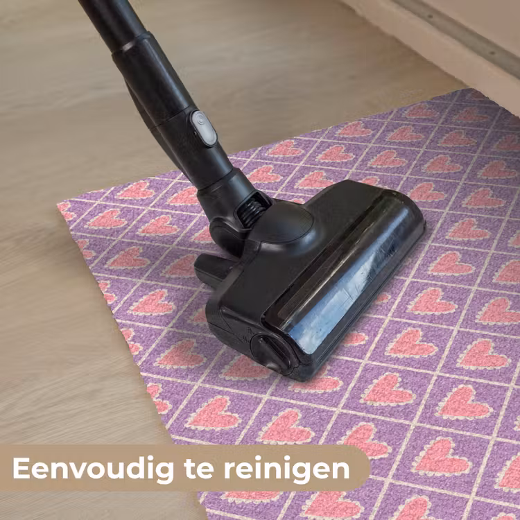 Ruit - Patroon - Paars - Hartjes Deurmat klein 898 -reinigen_NL