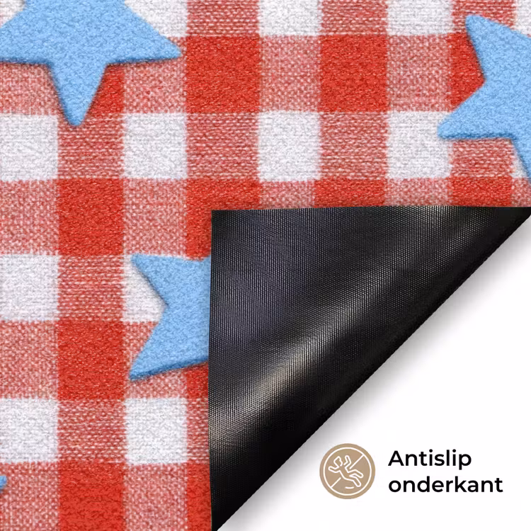 Ruit - Sterren - Rood Deurmat klein 898 -antislip_NL