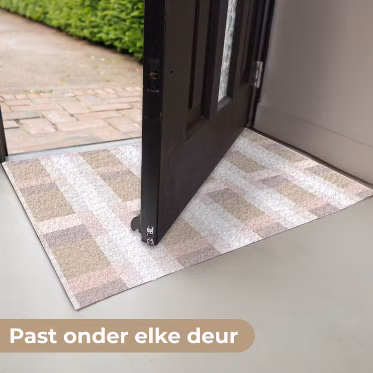 Ruitpatroon - Aardetinten - Minimalistisch Deurmat klein 898 -USP_NL