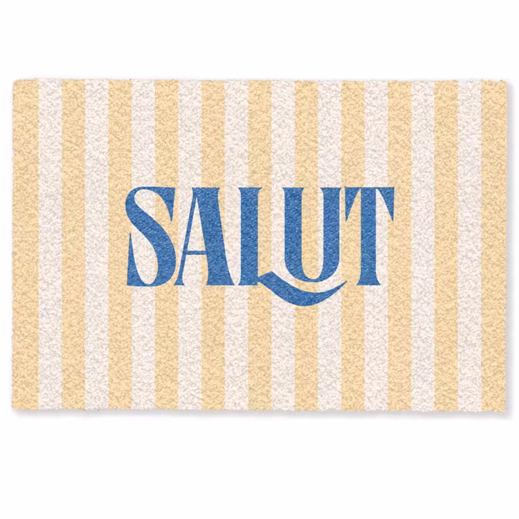 Salut - Quote - Strepen - Geel - Blauw - Wit Deurmat klein -zkaufland3d