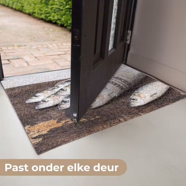 Deurmat - Sardientje - krant - snijplank - Sardientje - krant - snijplank Deurmat klein