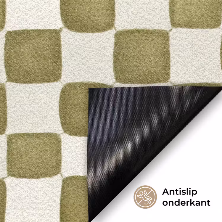 Schaak - Patroon - Groen Deurmat klein 898 -antislip_NL