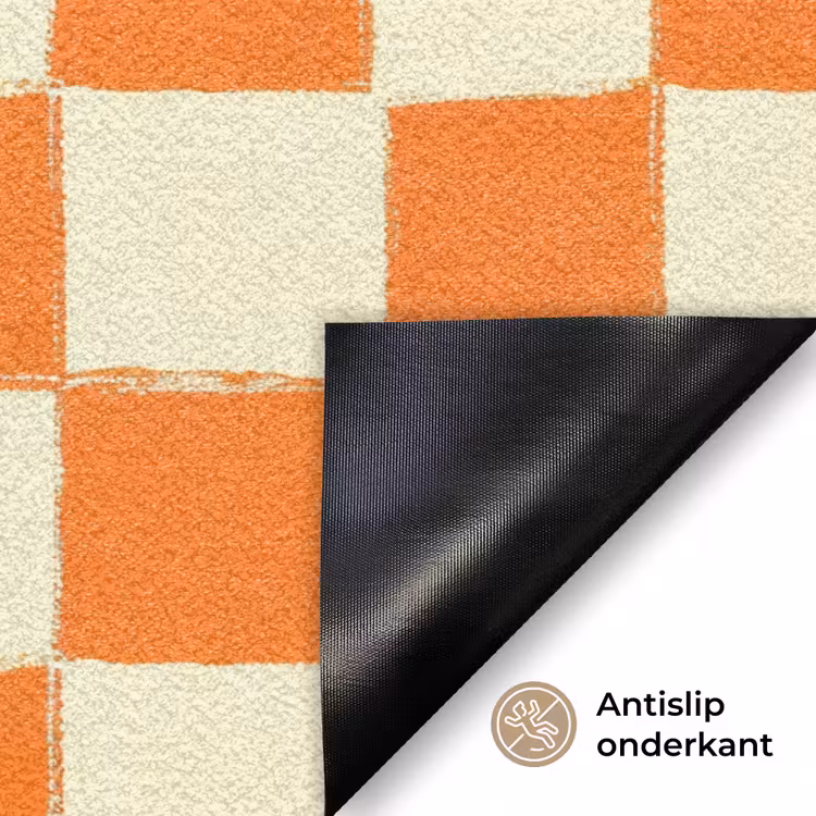 Schaak - Patroon - Oranje Deurmat klein 898 -antislip_NL