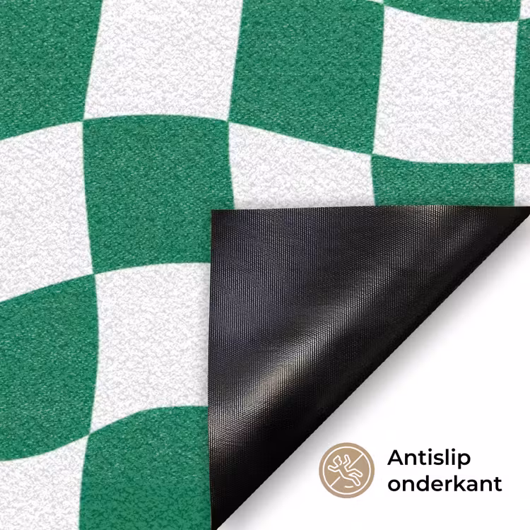 Schaakbord - Golvend - Groen Deurmat klein 898 -antislip_NL