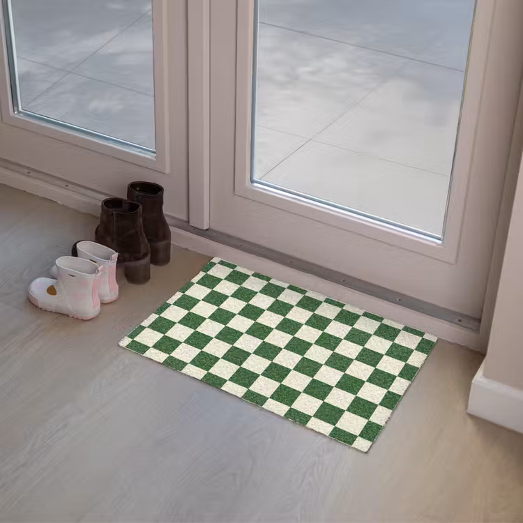 Schaakbord - Patroon - Groen Deurmat klein 898 -sfeer3