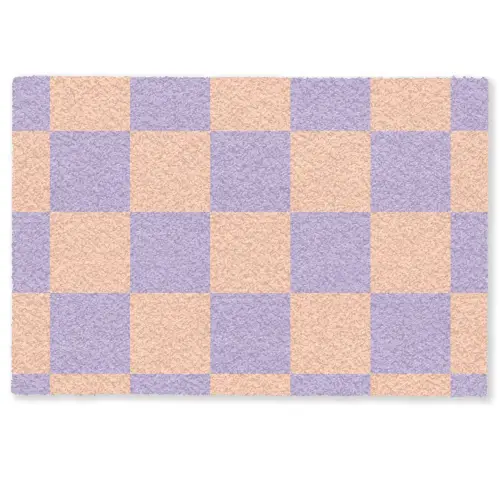 Schaakbord patroon - Paars - Roze - Blokjes Deurmat klein -zkaufland3d