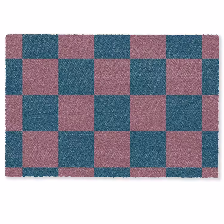 Schaakbord print - Blauw - Rood - Blokjes Deurmat klein -zkaufland3d