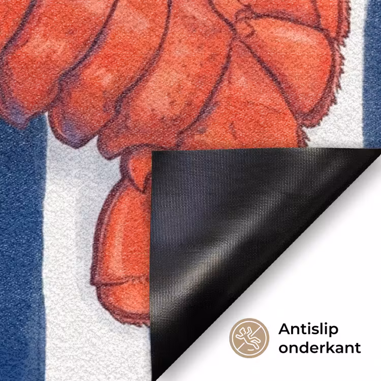 Schaaldier - Kreeft - Marine - Illustratie - Rood Deurmat klein -antislip_NL