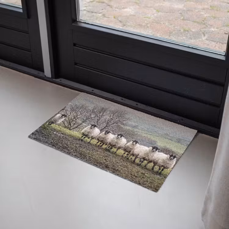 Schapen - Rij - Weide - Dieren - Platteland Deurmat klein -sfeer2