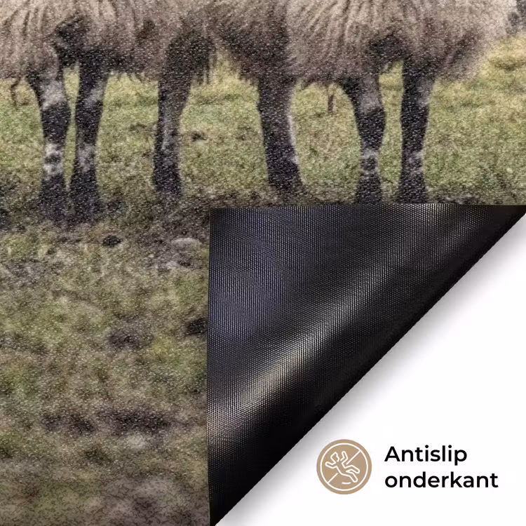 Schapen - Rij - Weide - Dieren - Platteland Deurmat klein -antislip_NL