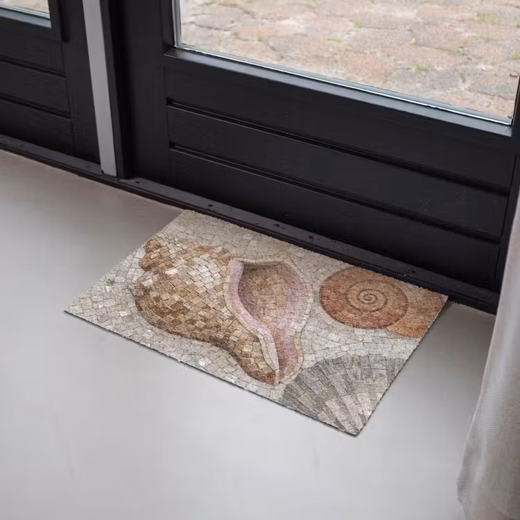 Schelp - Mozaïek - Zee - Beige - Modern Deurmat klein -sfeer2