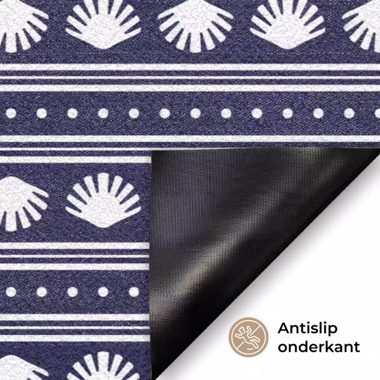 Schelp - Nautisch - Blauw - Wit Deurmat klein 898 -antislip_NL
