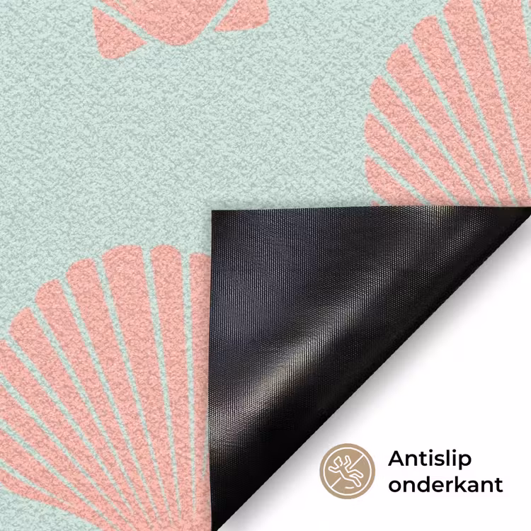 Schelpen - Patroon - Roze - Blauw - Zomer Deurmat klein -antislip_NL