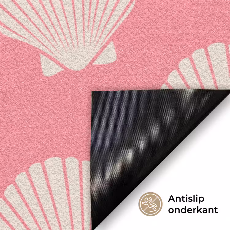 Schelpen - Patroon - Roze - Wit - Strand Deurmat klein -antislip_NL
