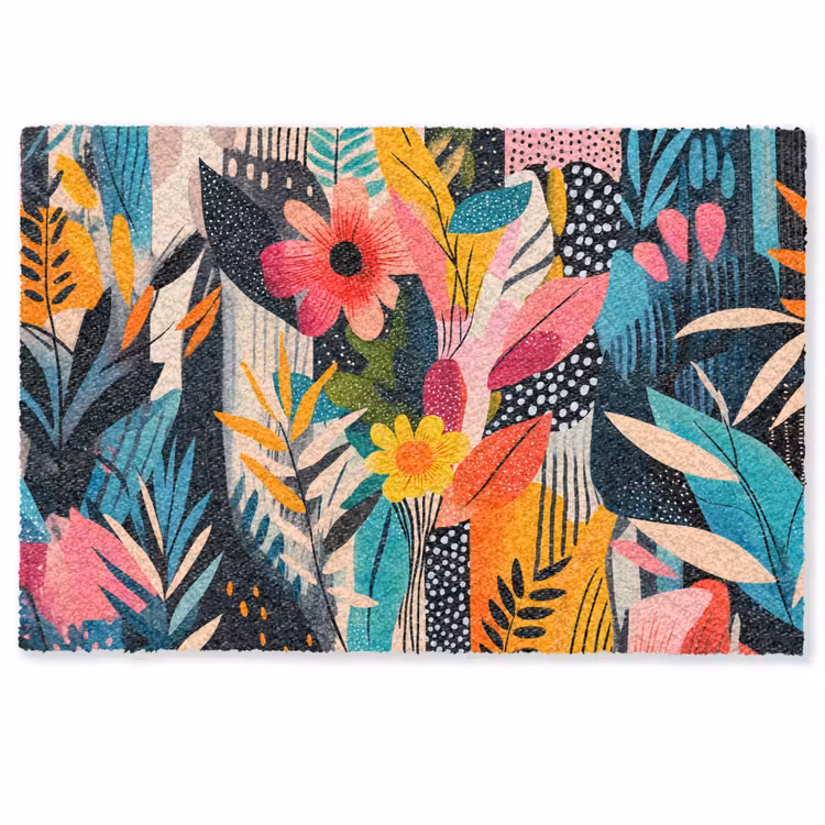 Schilderij - Abstract - Bloemen - Roze Deurmat klein -zkaufland3d