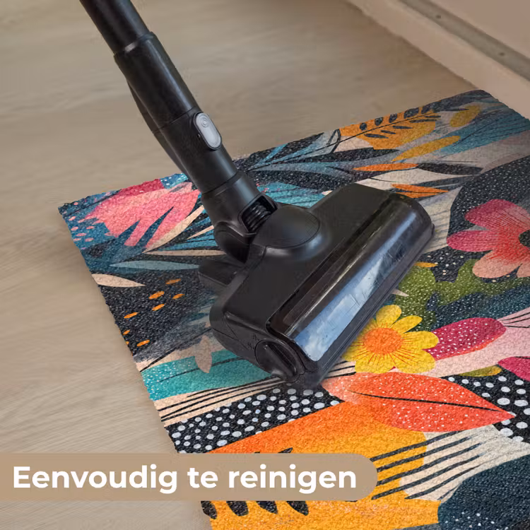 Schilderij - Abstract - Bloemen - Roze Deurmat klein -reinigen_NL
