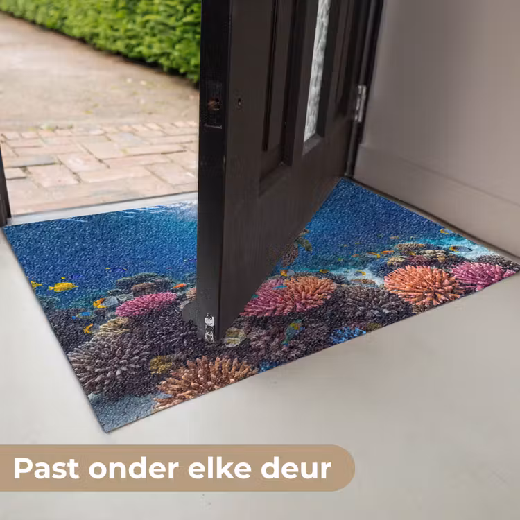 Schildpad - Koraalrif - Oceaan - Dieren - Blauw Deurmat klein -USP_NL